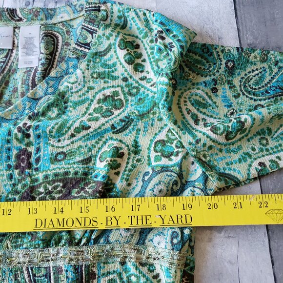 Emma James Boho Paisley Side Zipper Blouse - Size 14 - Picture 2 of 5